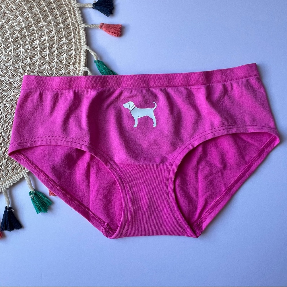 Victoria's Secret PINK Seamless Hiphugger Panty Pink w Dog Graphic NEW S NEW